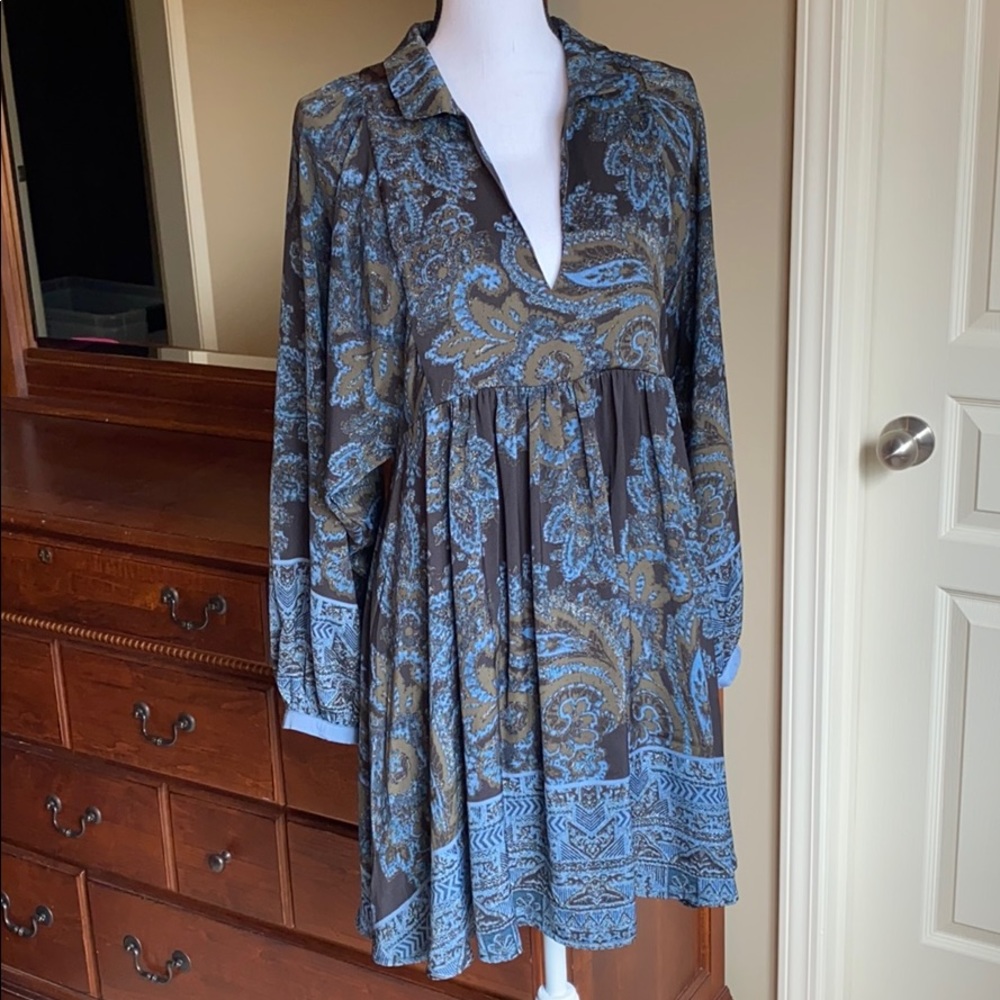 Free People Long Sleeved Paisley Dress